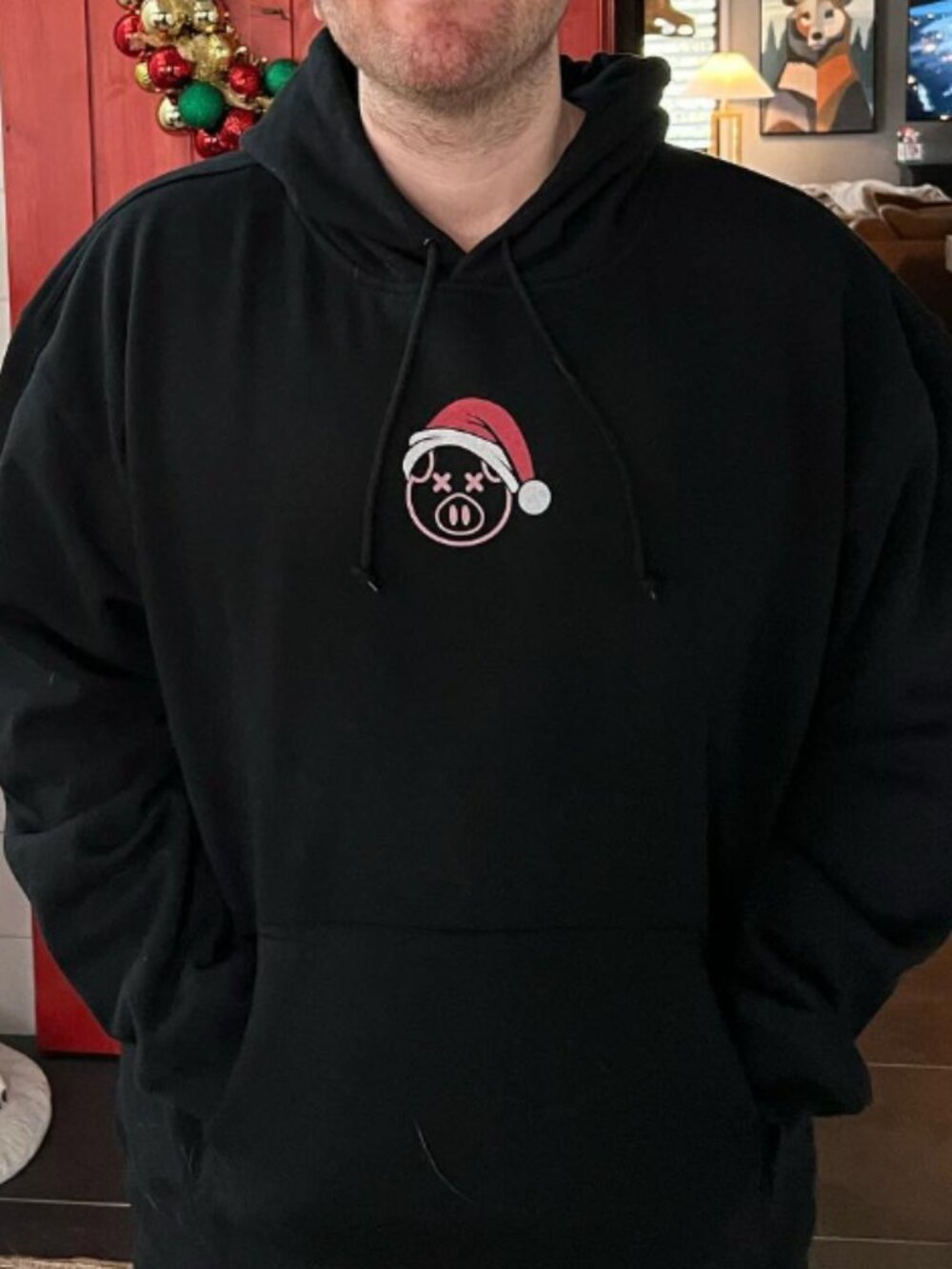 Shane Dawson Holiday Pig Hoodie Size L Black Pullover YouTuber Merch